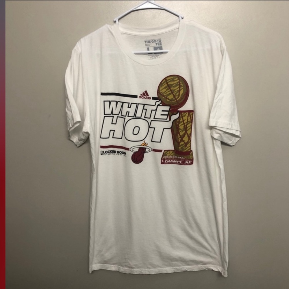 Adidas Miami heat championship shirt white large